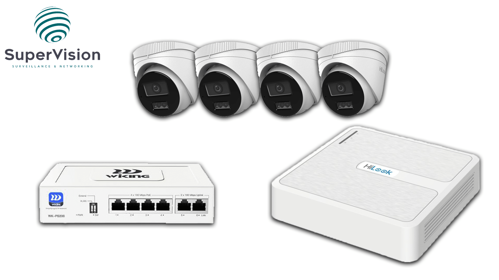 IP komplet video nadzora 4 dome kamere HiLook IPC-T220HA-LUC sa snimačem NVR-104H-D