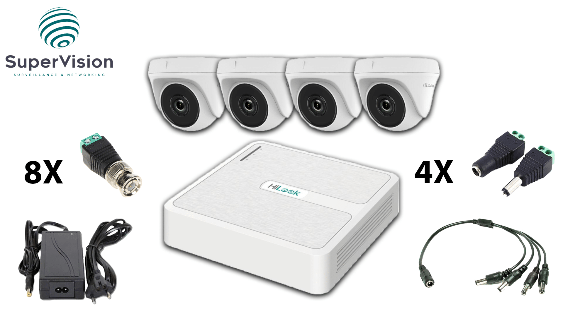 Komplet video nadzora 4 dome kamere HiLook THC-T120-P sa snimačem DVR-104G-K1