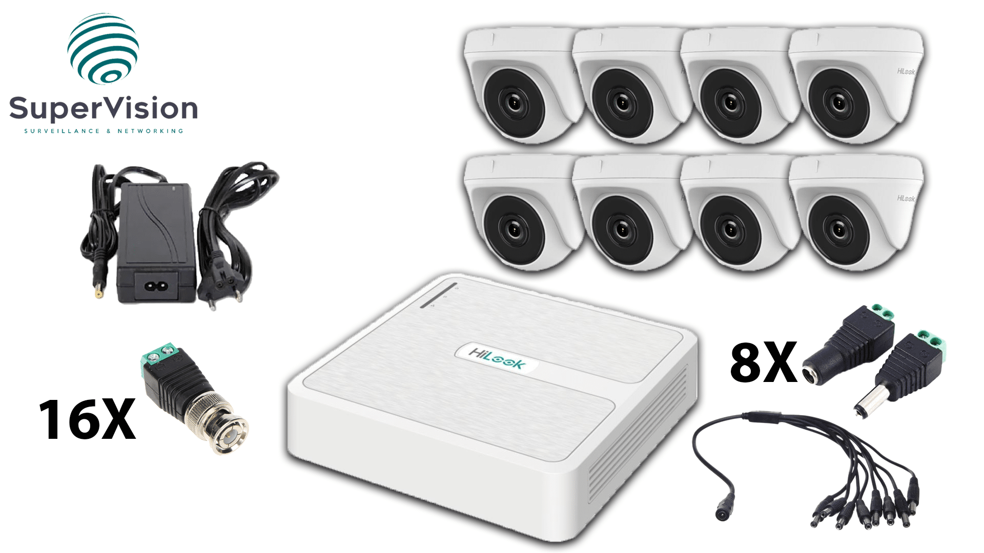 Komplet video nadzora 8 dome kamera HiLook THC-T120-P sa snimačem DVR-108G-M1/T